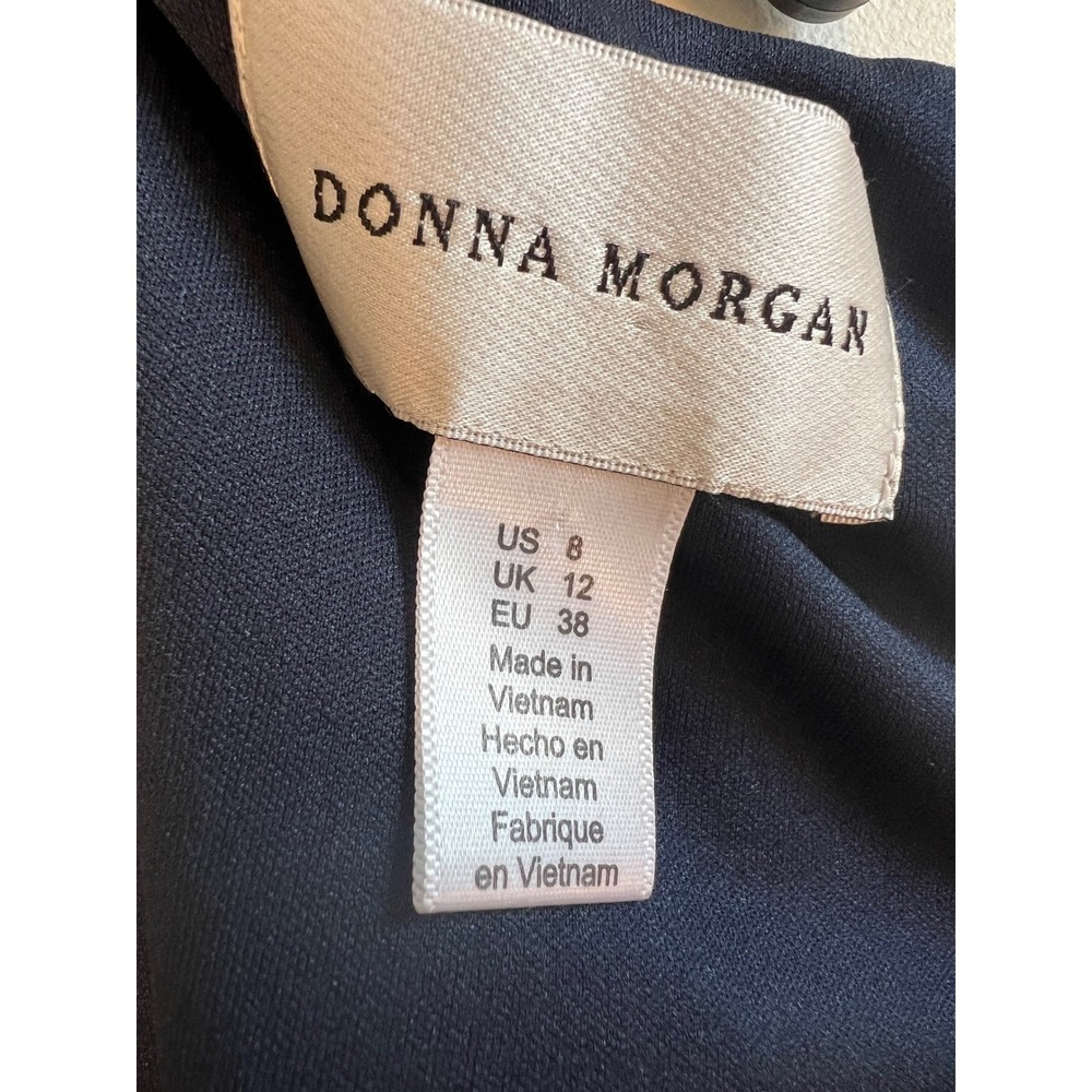 Donna Morgan Yellow Navy Blue Geometric Honeycomb Fit and Flare Dress Size 8 - Picture 6 of 10